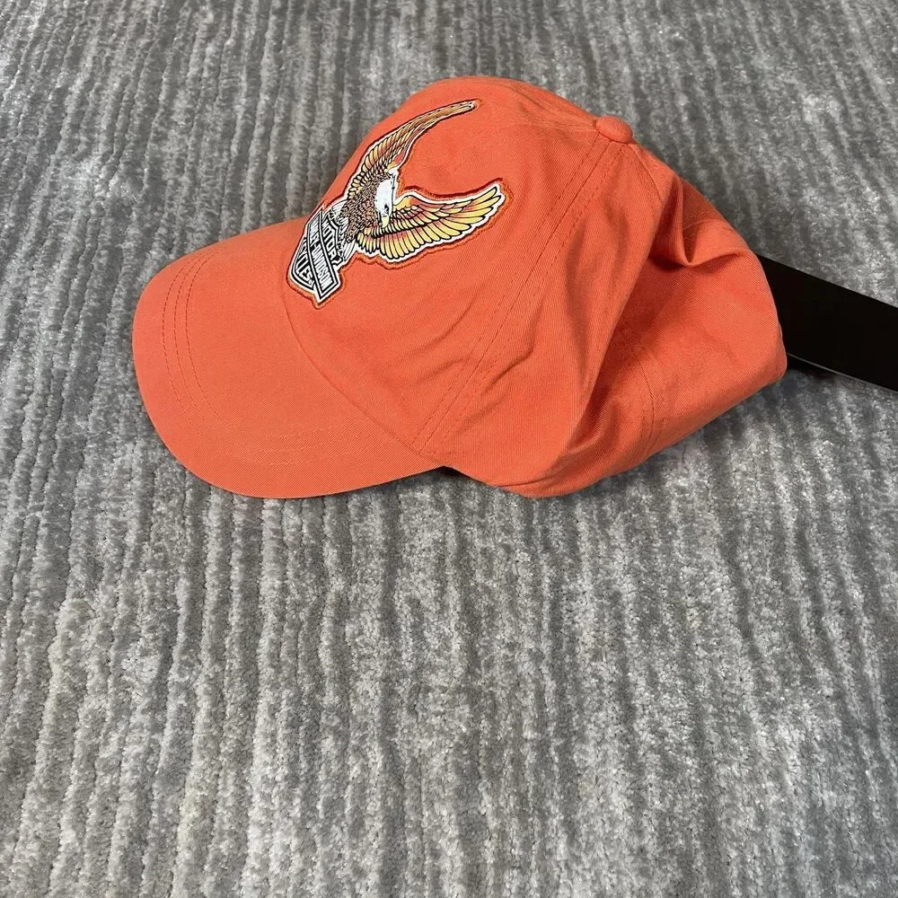 Harley-Davidson Hat Cap Strap Back Womens Adjustable Orange Eagle 97651-23VW